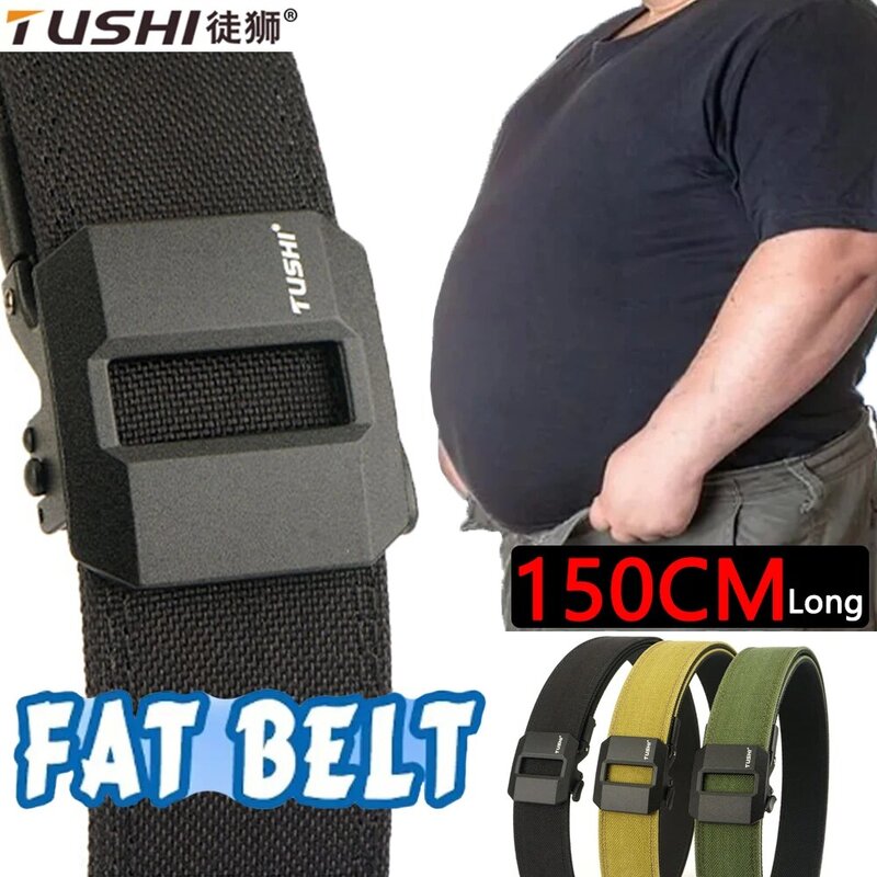 TUSHI-cinturón militar de pistola para hombres, hebilla automática de Metal de nailon, cinturón táctico de servicio policial, faja para exteriores, accesorios IPSC, 150cm, nuevo