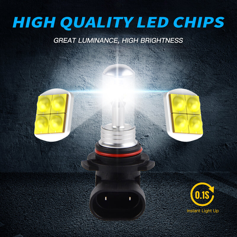 Bivinsee-LED車のヘッドライト、フォグライト電球、キセノンドライビングランプ、ハロゲンサイズ、2x、h4、h11、hb4、9006、880、6000k、drl