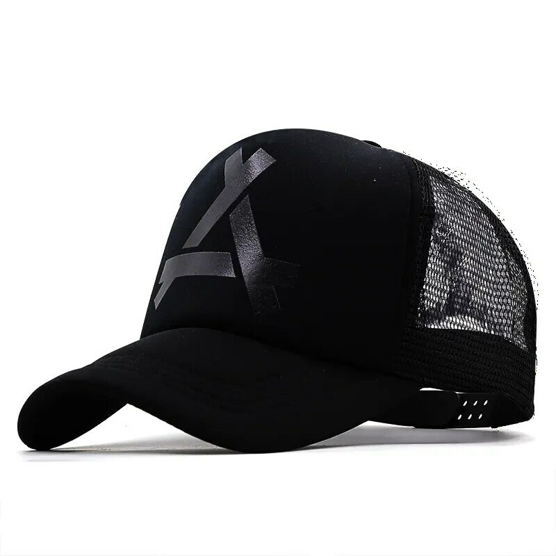 Embossed Triangle Mesh Baseball Caps Women Breathable Mesh Snapback Hats Red Black Casual Sport Hats Cap Unisex Men Fishing