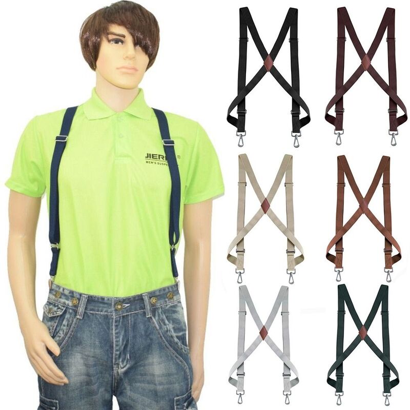 Adjustable Strap Clip Braces Suspenders 2.5cm Width X Shape Elastic Braces Wedding Casual 2 Hooks Trouser Straps Belt Men Women