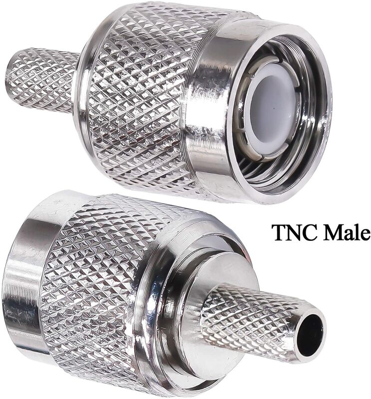 Conector macho TNC de 10 unids/lote, Conector de crimpado de enchufe macho TNC para RG58, RG142, RG400, LMR195, Cable Coaxial, Conector de soldadura TNC