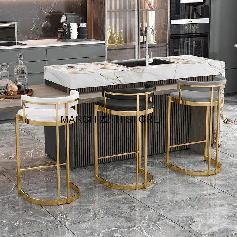 Lounge Luxury High Chairs Kitchen Bar Counter Nordic Counter Stool Kitchen Metal Modern Gold Chaises Hautes Household Furniture