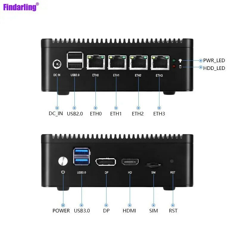 AN2-enrutador suave sin ventilador, dispositivo de Firewall HD-MI VGA SSD PfSense, ESXI AES-NI, Intel N4000/J4125 4 x I255 2,5G LAN, Mini PC