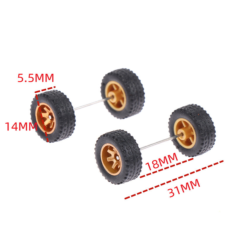 Racing Vehicle Toys for Car, Rubber Tire, Wheel Axle Model, Modified Part, 1Set, DIY, 1:64