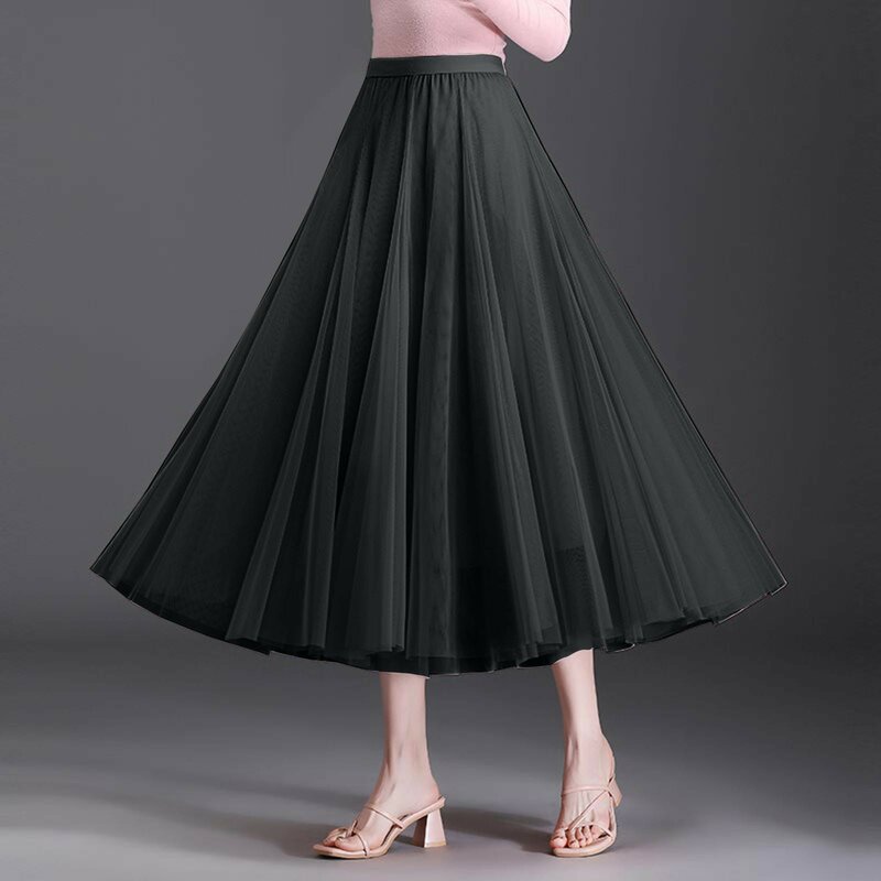 2023 Women's Long Maillard Fall Skirt Elegant High Waist Cocktail Party Wedding Flared A Line Midi Skirt Lingerie Skirt Belt