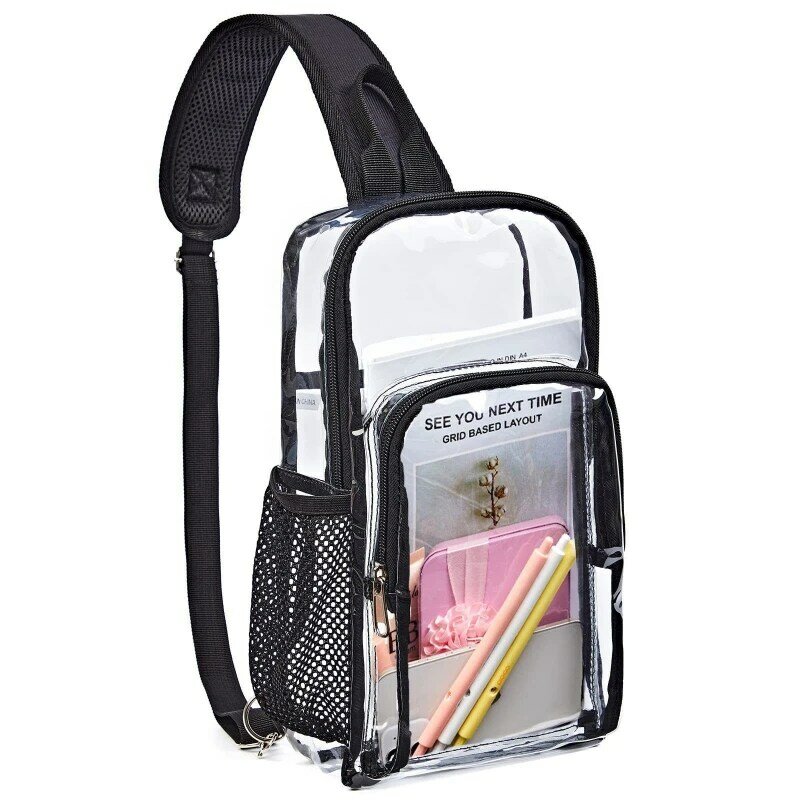 Bolso transparente de PVC para hombre y mujer, bolsa cruzada de un solo hombro, resistente al agua, paquete de almacenamiento de viaje