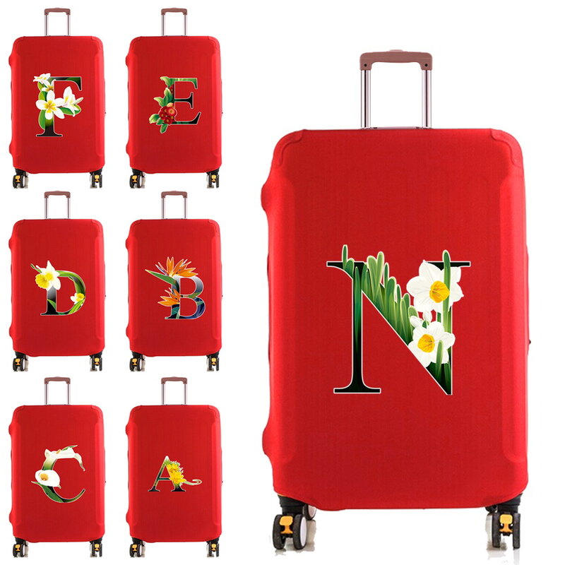 Funda protectora elástica para maleta de equipaje, cubierta protectora antipolvo de 18 ~ 28 pulgadas, accesorios de viaje 2022, estampado de letras de Color floral