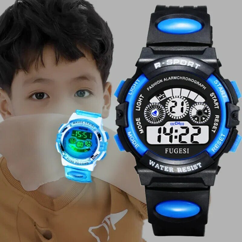 Crianças eletrônico Luminous Digital Dial Watch, despertadores à prova d'água, meninos e meninas, crianças e estudantes, vida