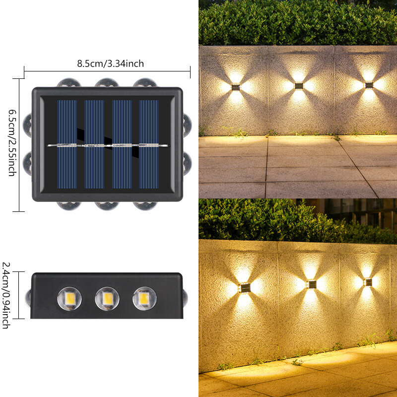 LED Solar Outdoor Garden Lights Yard Garden Decoration Layout Wall Wash Wall Up and Down Glowing Atmosphere Wall Lamps