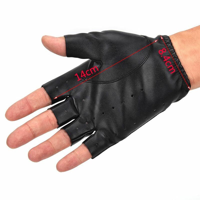 Модные женские Популярные черные перчатки из искусственной кожи с полупальцами для вождения