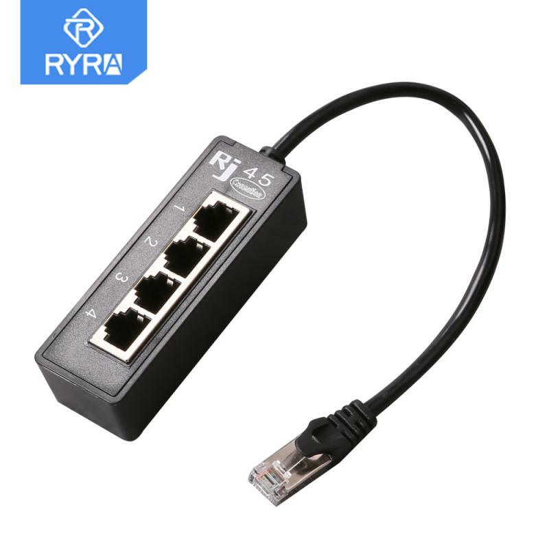 RYRA RJ45 Ethernet Cáp Chia 1 Đực 4 Nữ LAN Bộ Chia Cổng Cát LAN Ethernet Ổ Cắm Cổng Kết Nối Adapter phụ Kiện