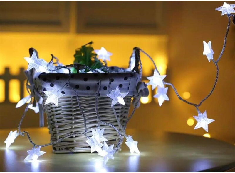 أضواء سلسلة نجوم لتزيين الغرف ، مقاومة للماء ، قابلة للتمديد ، خرافية ، داخلية ، خارجية لحفلات الزفاف ، شجرة عيد الميلاد ، من من من من الخارج