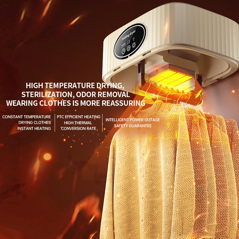 600W Gevouwen Elektrische Wasdroger Smart Droogrek Hang Droger Machine Draagbare Reis Warme Lucht Droger Met Timing 220V Voor Thuis
