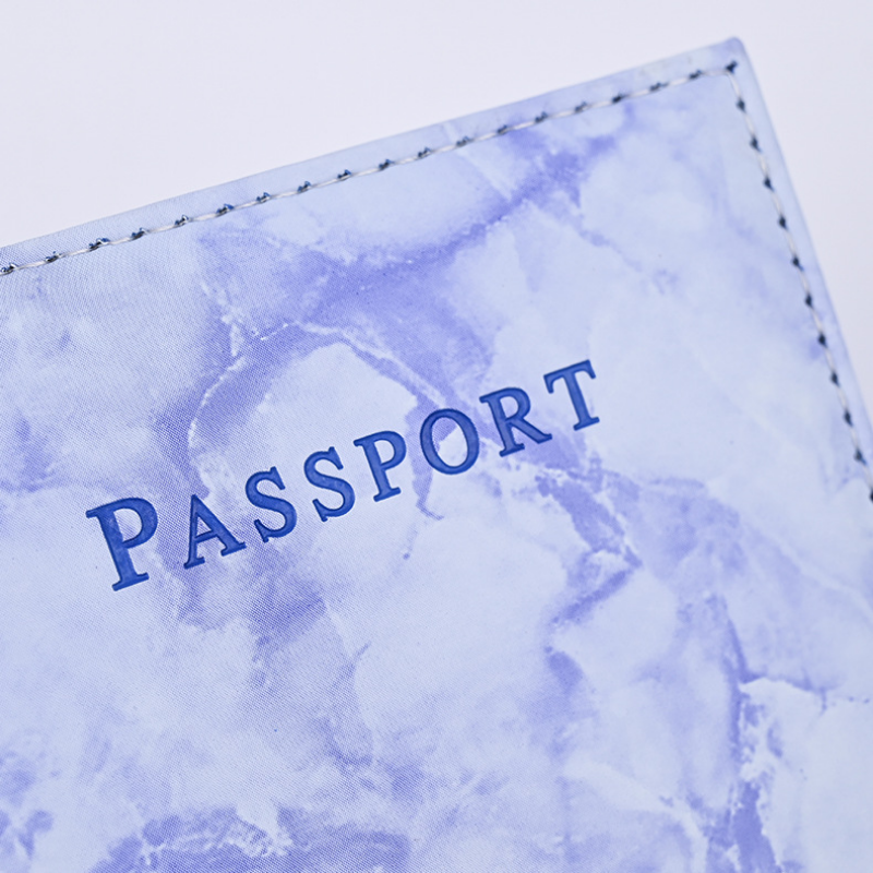 Étui de passeport en cuir PU, porte-cartes multiples, accessoires de voyage, portefeuille en marbre, couverture de carte d'évaluation, poudres