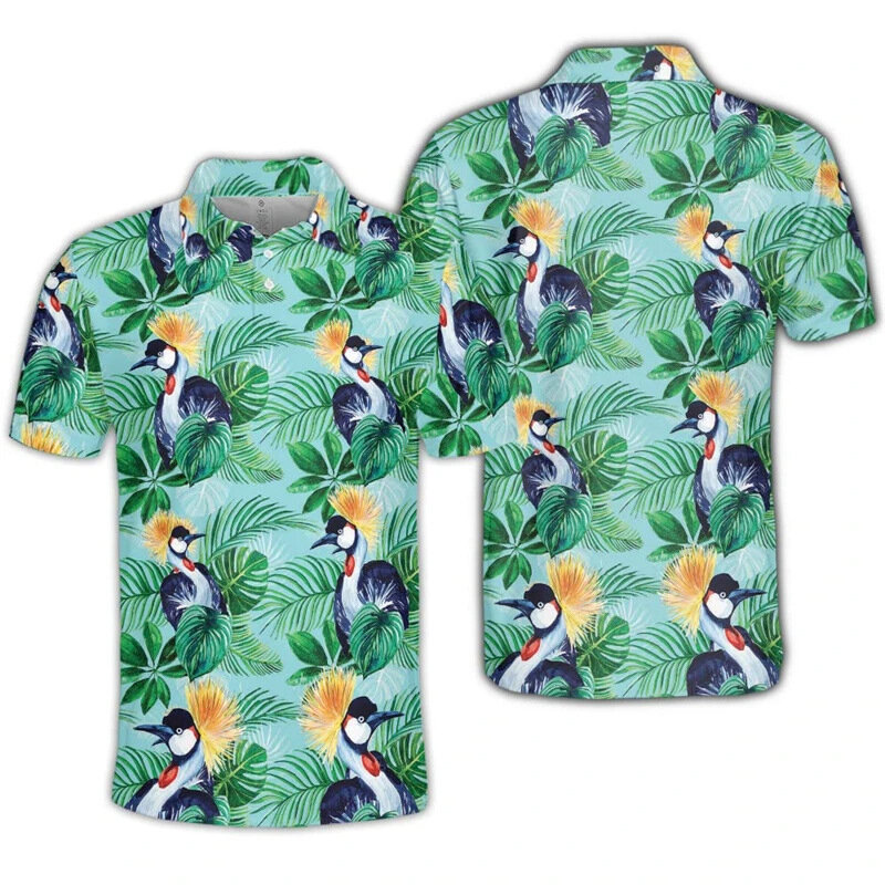 Hawaii Toucan 3D dicetak kemeja Polo untuk pria pakaian fashionhewan burung burung Parrot POLO kemeja liburan wanita lengan pendek anak laki-laki atasan