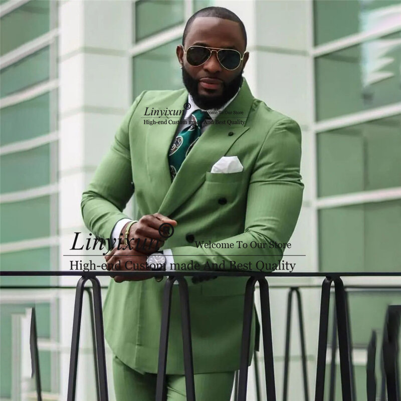 Moda verde oliva abiti da uomo abiti da sposo formale smoking Slim Fit Business Blazer banchetto Set da 2 pezzi giacca pantalone Costume Homme