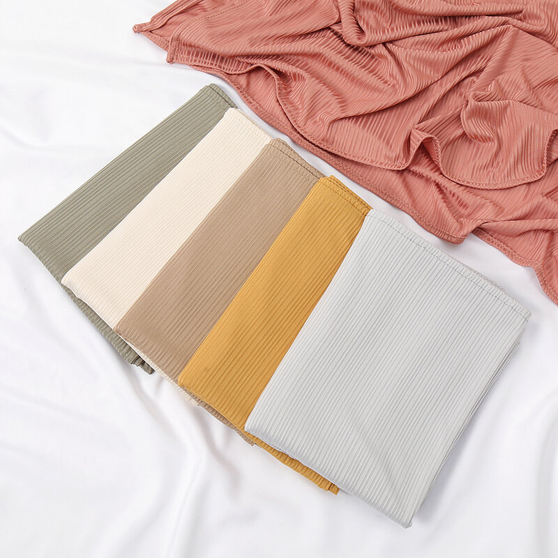 Écharpe de lit en jersey de coton pour femme musulmane, écharpe Hijab, châle long, écharpe de sauna, bandeau de sauna rayé, turban maxi, bandana plissé extensible