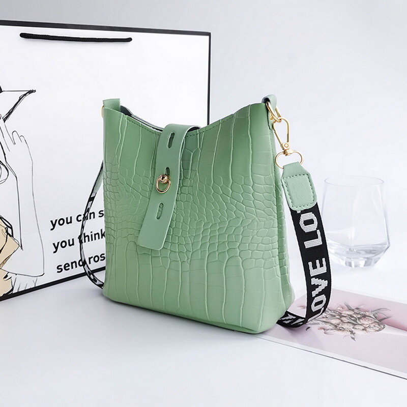 Crocodile Messenger Bags for Women PU Leather Crossbody Shoulder Bag 2022 Female Luxury High Quality Ladies Handbags Bucket Bag