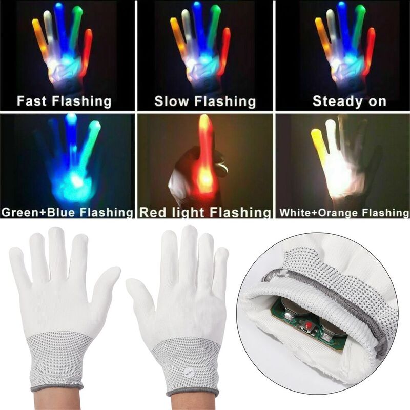 ถุงมือเรืองแสง LED สำหรับผู้ใหญ่เด็กชุดเวทีชุดฮาโลวีน