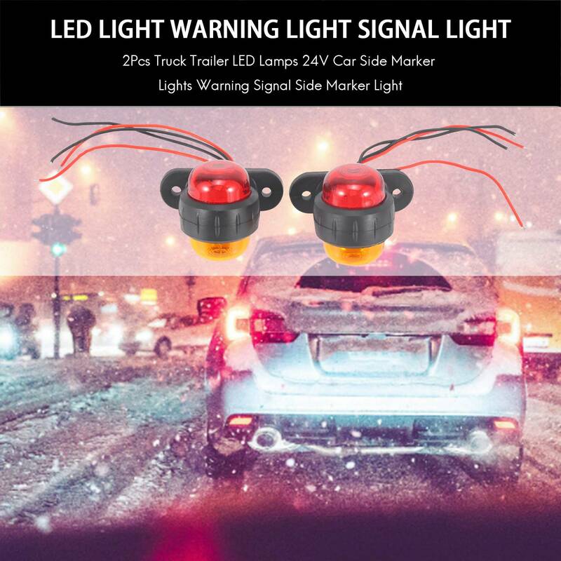 2Pcs Truck Trailer LED Lamps 24V Car Side Marker Lights Warning Signal Side Marker Light