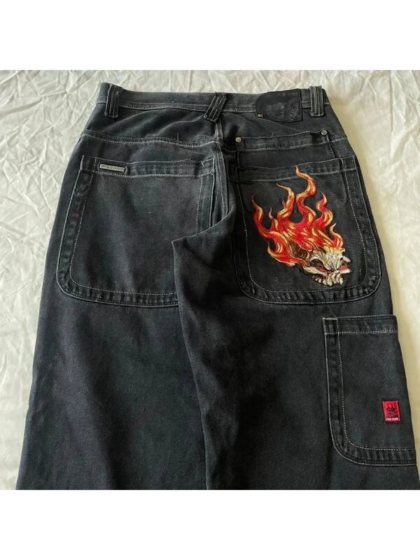 Jeans bordados em letras retrô para casais, jeans folgados hip hop, calças largas de cintura alta, moda de rua, Harajuku, novo, 3 estilos, 2024