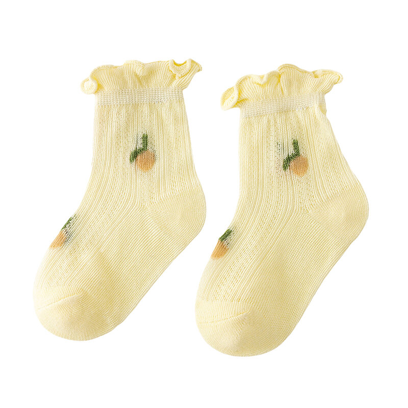 Adorabili calzini arruffati da bambina delicati calzini di pizzo traspiranti per neonate