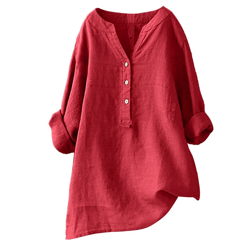 Blusa holgada informal de lino y algodón para mujer, camisa de manga larga, Estilo Vintage, talla grande 5XL, para primavera y verano, 2023
