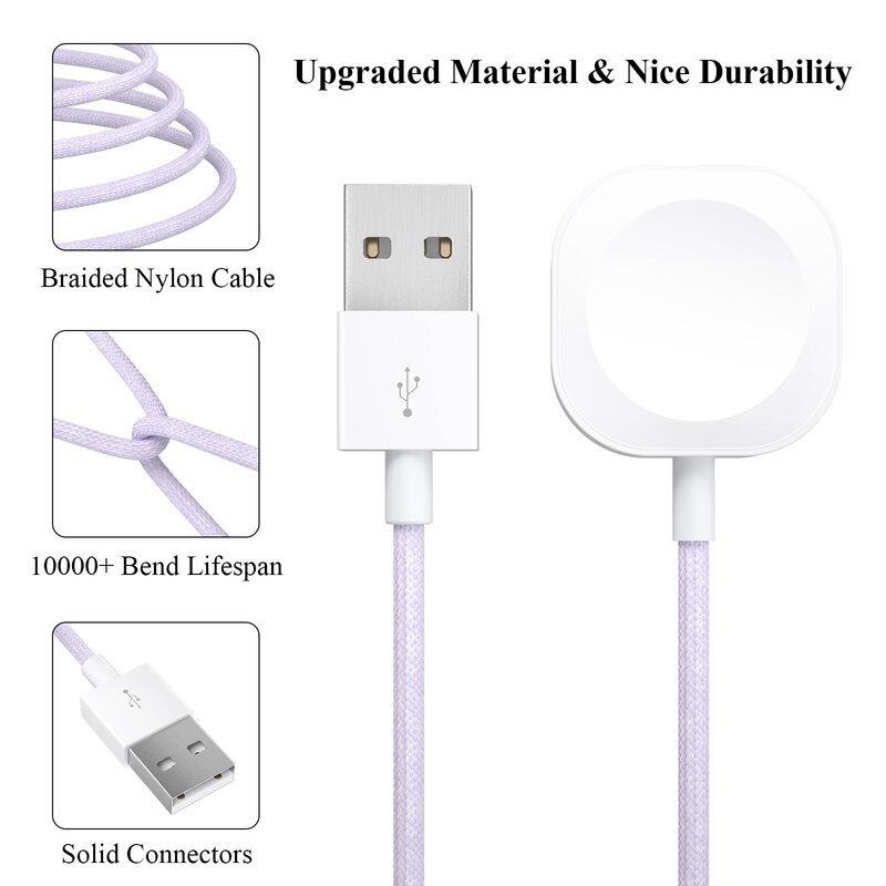 Нейлоновое Зарядное устройство USB Type-C для Apple Watch Series Ultra 2 3 4 5 6 7 8 9 SE, зарядный кабель для iWatch Ultra 2 3 4 5 6 7 8 9, зарядное устройство