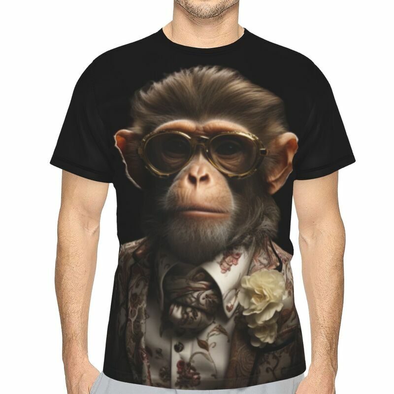 Camiseta de Mono para hombre, Top de manga corta con estampado Animal en 3D, ropa informal de calle, talla grande, Y2K, 2024