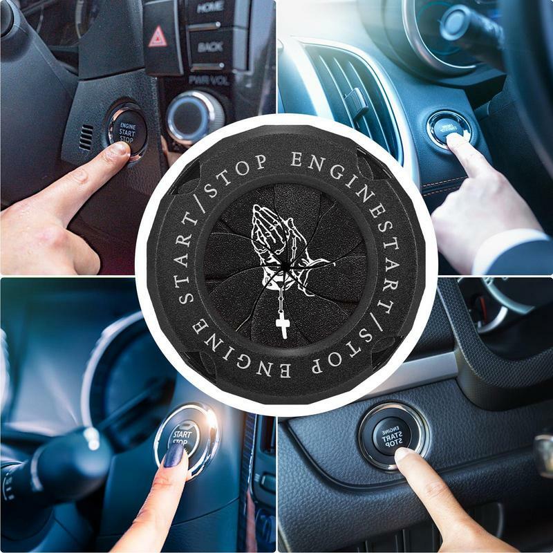 Automotive Push Button Decoration Push To Start Cover For Sense Of Ritual Push To Start Cover With Rosary Prayer Image For Car