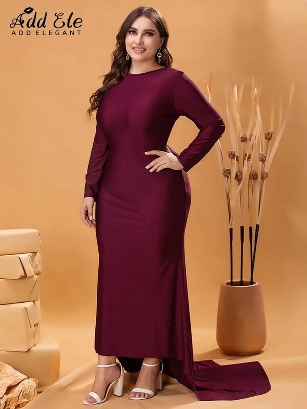 Vestido ajustado de talla grande para mujer, prenda elegante con cuello redondo, cintura alta, manga larga, sin espalda, B581, otoño 2022