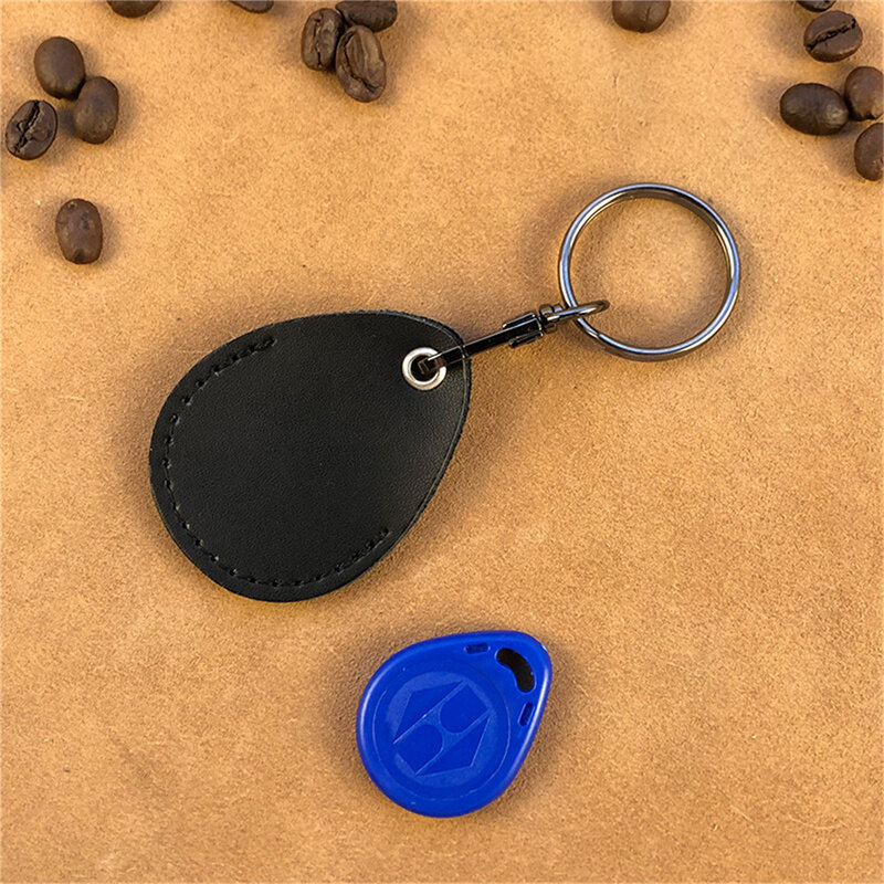 1PC PU Leather Waterproof Keychain Doorlock Key Ring Card Bag Induction Control RFID Tag ID Card Case Key Tag Protective Case