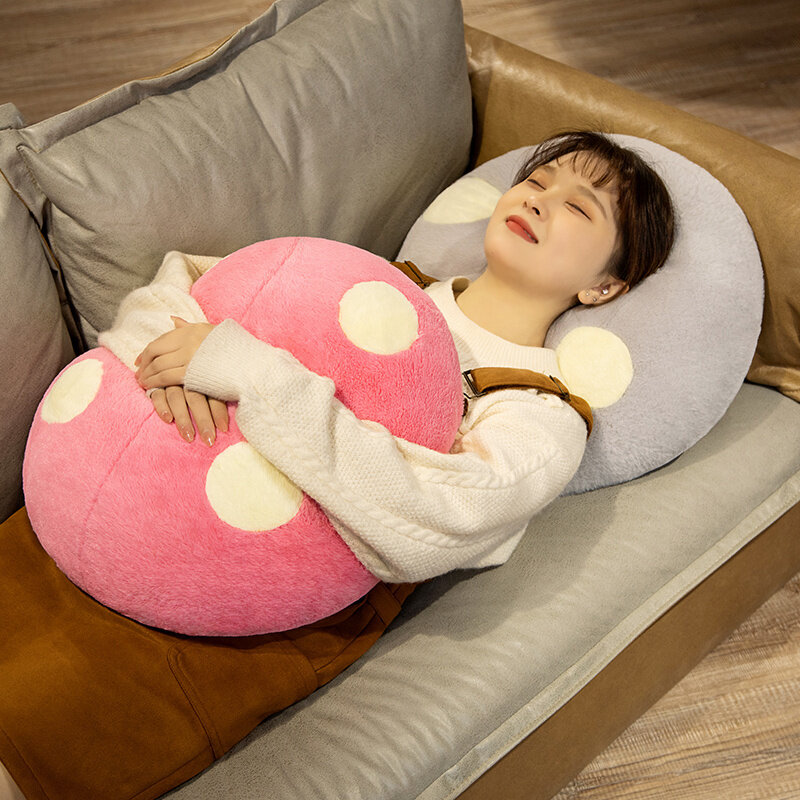 Kawaii criativo cogumelo pelúcia bonecas simulação planta travesseiro adorável brinquedos para decoração de casa almofada de dormir recheado macio bonecas