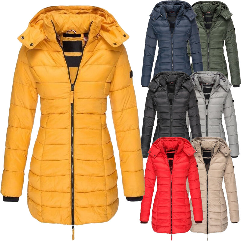 Doudoune longue en coton pour femme avec capuche, veste isolante épaissie, sous-veste à la mode, hiver