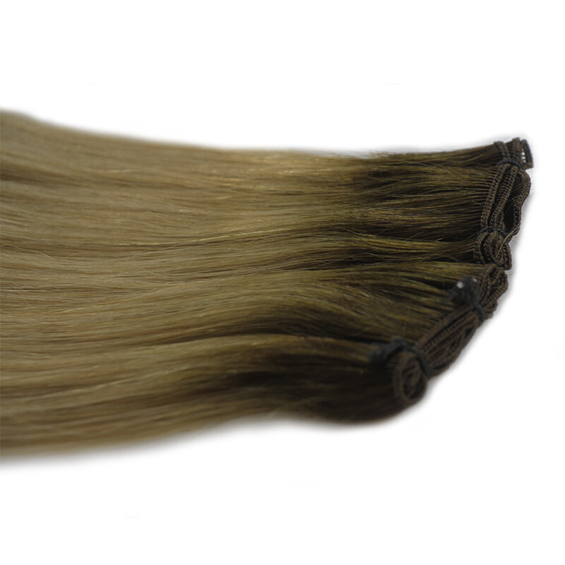 Ręcznie wiązana tasiemka doczepy z ludzkich włosów 100% surowe dziewicze włosy proste brazylijskie naturalne blond bielone włosy 100G