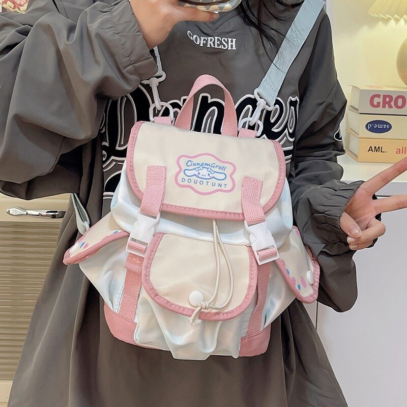 MBTI Cute Cinnamoroll Womens Backpack Nylon Small Casual Japanese Fashion Aesthetic Backpacks Sweet Lightweight New Female Bag
