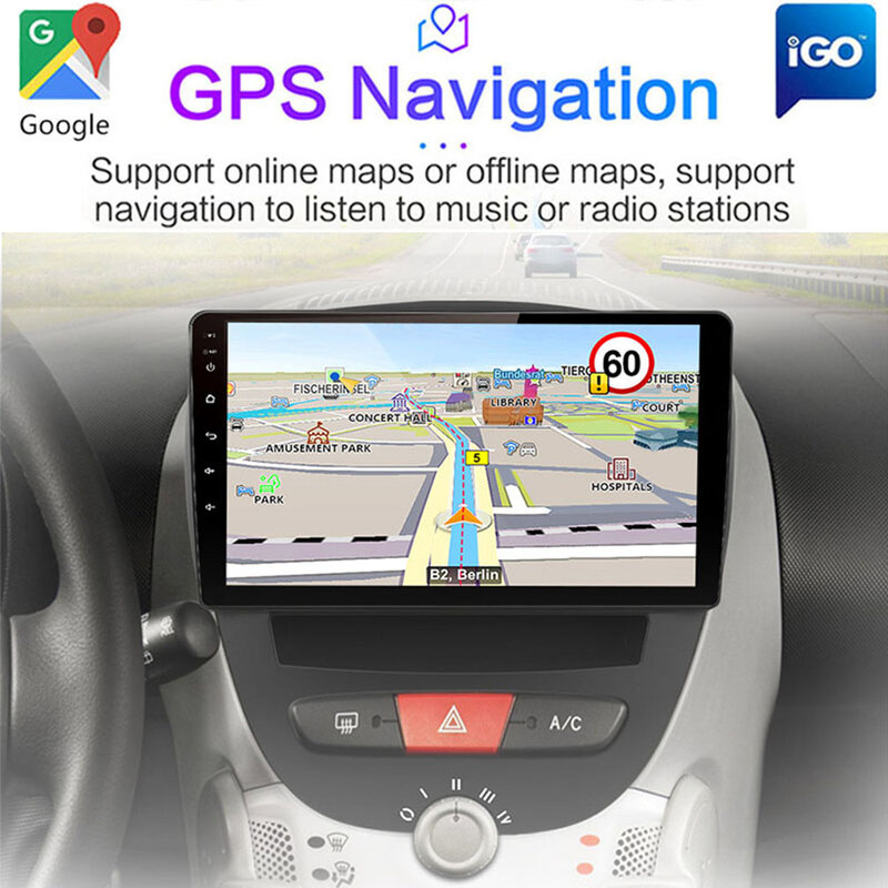 Pemutar Multimedia Mobil Android 10 2 Din untuk Peugeot 107 Toyota Aygo Citroen C1 2005-2014 Navigasi GPS Stereo Unit Kepala BT WIFI