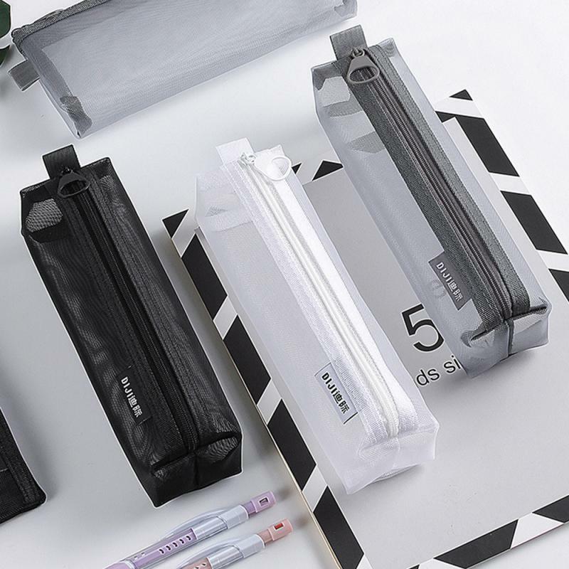 1~5PCS Transparent Stationery Pencil Bag Student Examination Dedicated Nylon Mesh Pen Case Unisex Large Capacity Pouch School