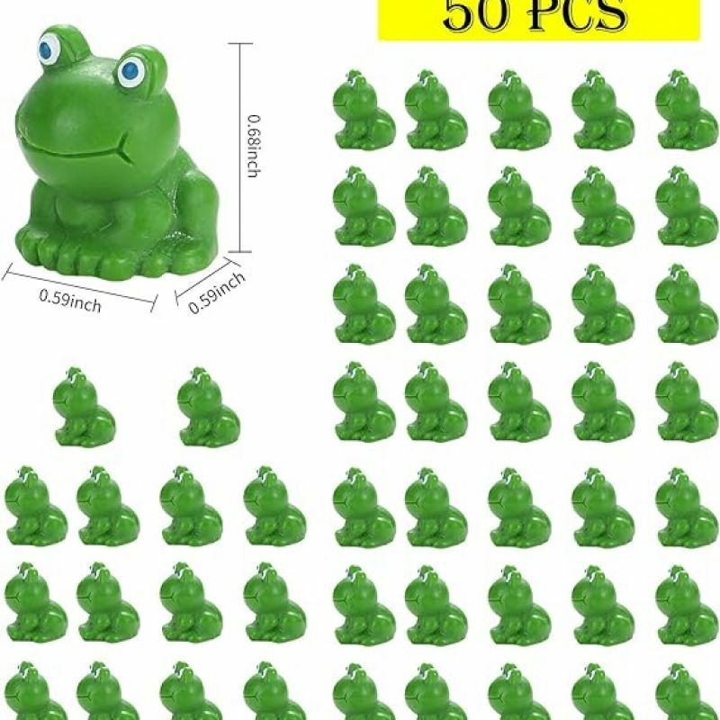 50 buah kodok Mini dekorasi taman patung katak hijau dekorasi rumah kecil plastik katak peri dekorasi taman