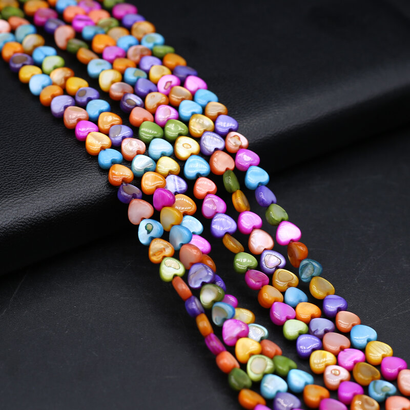 Aksesoris kalung wanita kalung gelang DIY manik-manik longgar berwarna lubang lurus hati persik batu pinus alami