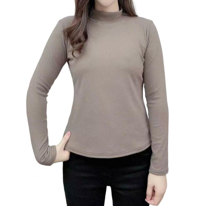 Vielseitige modische Damen Top Damen Mock Kragen Thermo Pullover Slim Fit mittellanges einfarbiges Sweatshirt für den Herbst Frühling