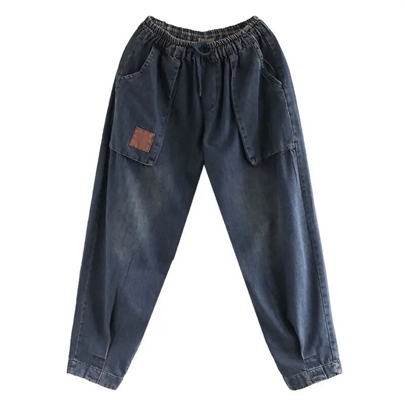 Czarne dżinsy damskie jesień retro literacki styl luźne jeansy wysokiej talii dżinsy damskie jesień 2022