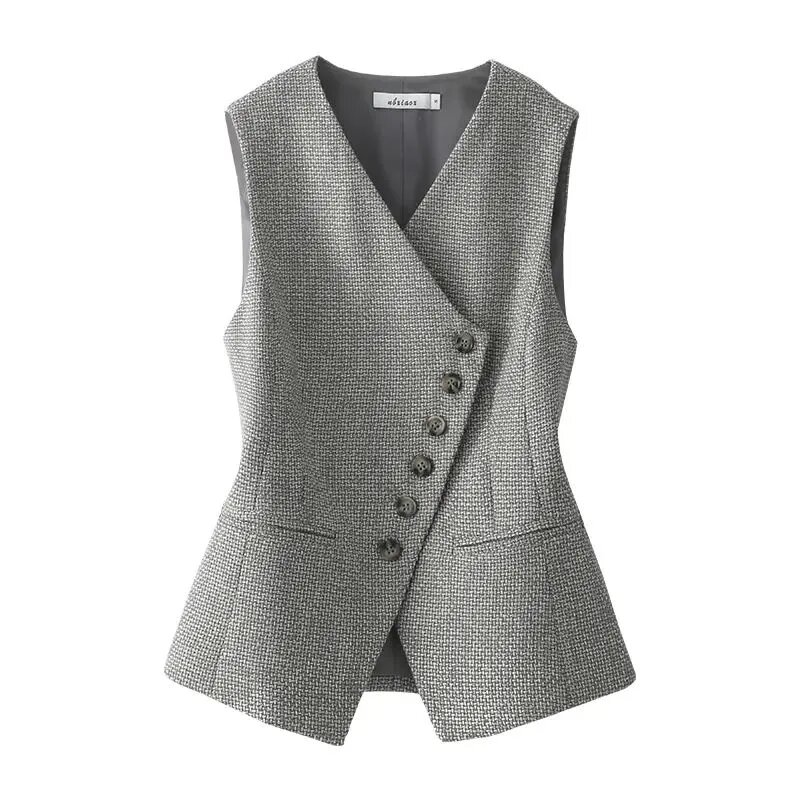 Fashion Slim Sleeveless Coat 2024 New Spring Autumn Temperament Women's Waistcoat Top Jacket Feminine Short Outwear Tops