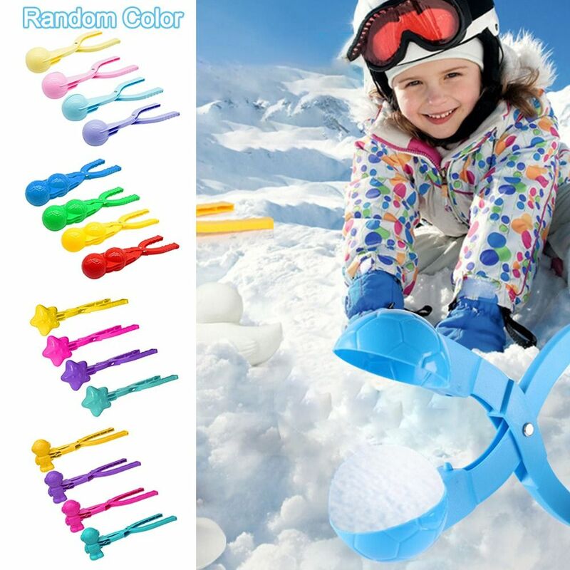 Juguete de nieve de plástico para niños, herramienta para hacer bolas de nieve en forma de balón de fútbol, Clip de Color aleatorio, lindo, regalo de invierno