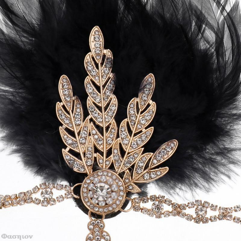 Diadema Flapper de los años 1920 para mujer, tocado de plumas rugientes, medallón de hoja inspirado en el gran Gatsby, diadema de perlas, accesorios para el cabello