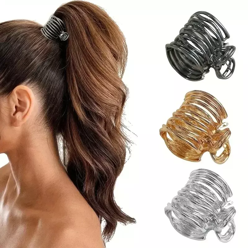 Pinza de pelo de Metal Irregular para mujeres y niñas, pinza de pelo antideslizante, soporte fuerte, cola de caballo alta, hebilla de tiburón, cabello grueso y largo