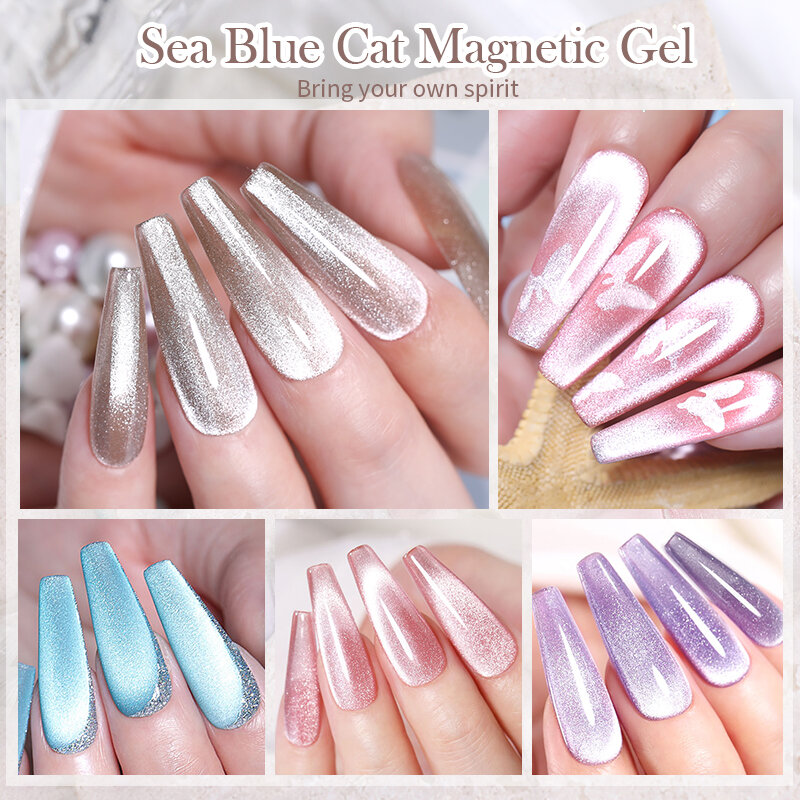 BORN PRETTY 10ml Sea Blue Cat Magnetic Gel Blue Red Magnetic Nails Long Lasting Nail Gel Semi Permanent Soak Off UV Gel Varnish