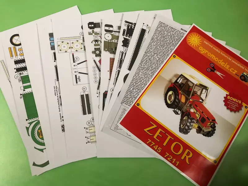 1:32ภาษาเช็คคำ Zetor 7745-7211รถแทรกเตอร์การ์ดชุดอาคารชุดคู่มือ DIY เครื่องจักรกลการเกษตรรถชุดของเล่นเพื่อการศึกษา