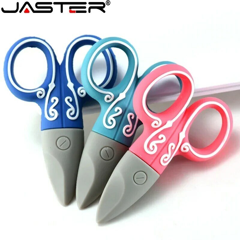 JASTER Mini Scissors USB Flash Drive 64GB Cute Silicone Memory Stick 32GB Real Capacity Pendrive 16GB Gifts for Kids U Disk 16GB