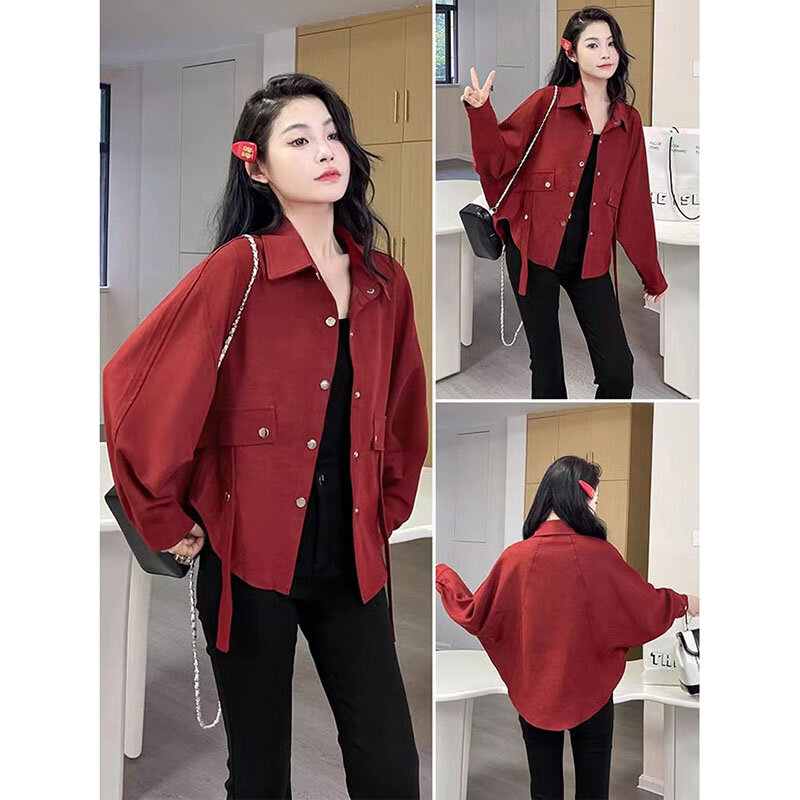 Jaket wanita Korea 2024New, atasan Luaran wanita longgar liar musim semi musim gugur, mantel Windbreaker kasual tipis Mode Korea